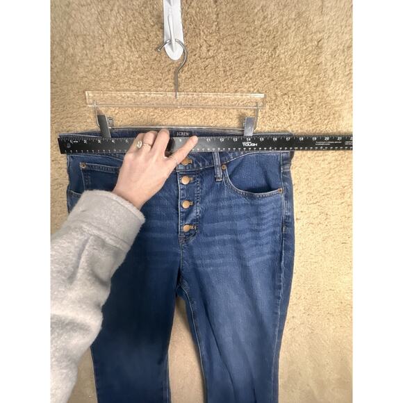 J Crew Mid Rise Flare Crop Jeans Dark Wash ButtonFly Women Sz 30 Preppy Wide Leg - Picture 13 of 13